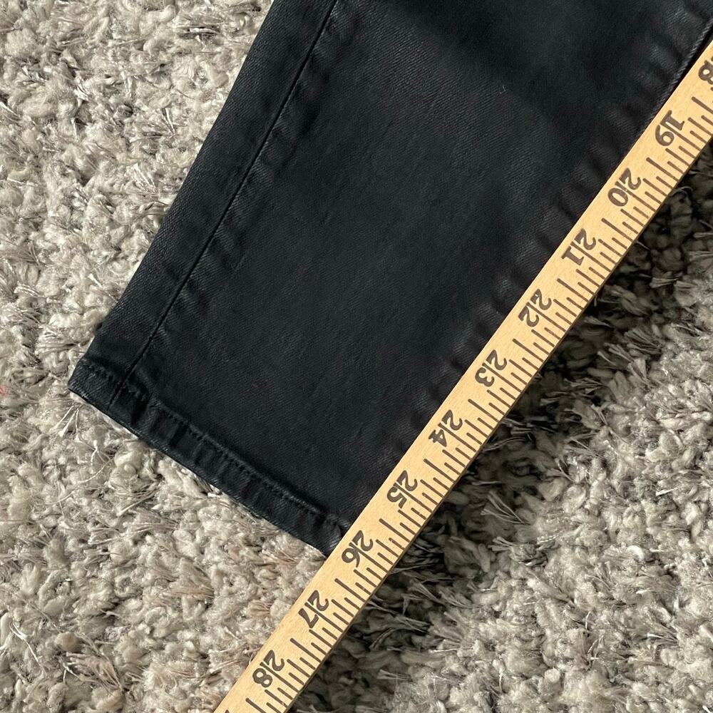 The Kooples Leather Effect Waxed Black Denim Short Fit Jeans Size 25 - Picture 7 of 10